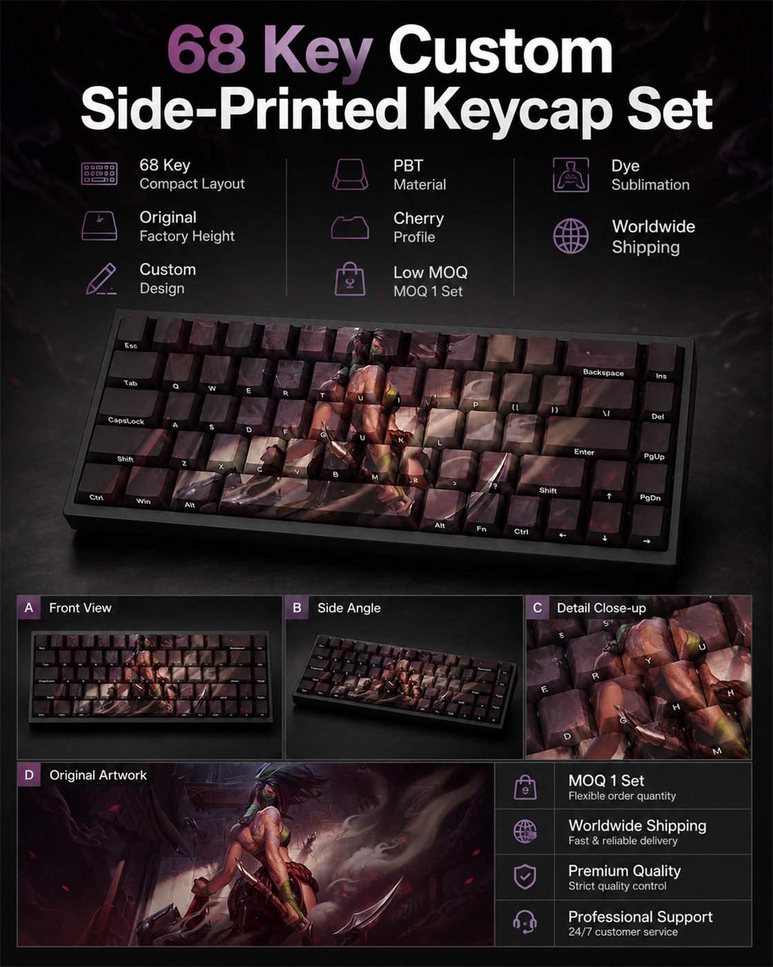 AKALI Original Profile 68-Key Side-Printed PBT Keycap Set - Image 9