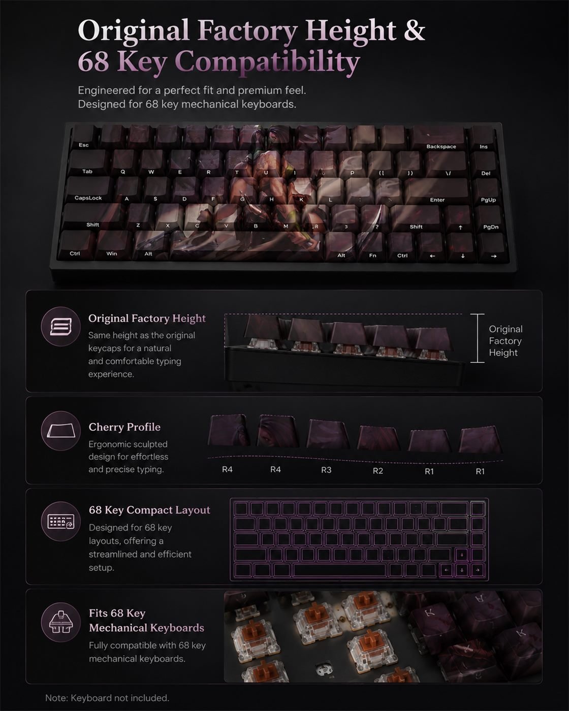 AKALI Original Profile 68-Key Side-Printed PBT Keycap Set - Image 11