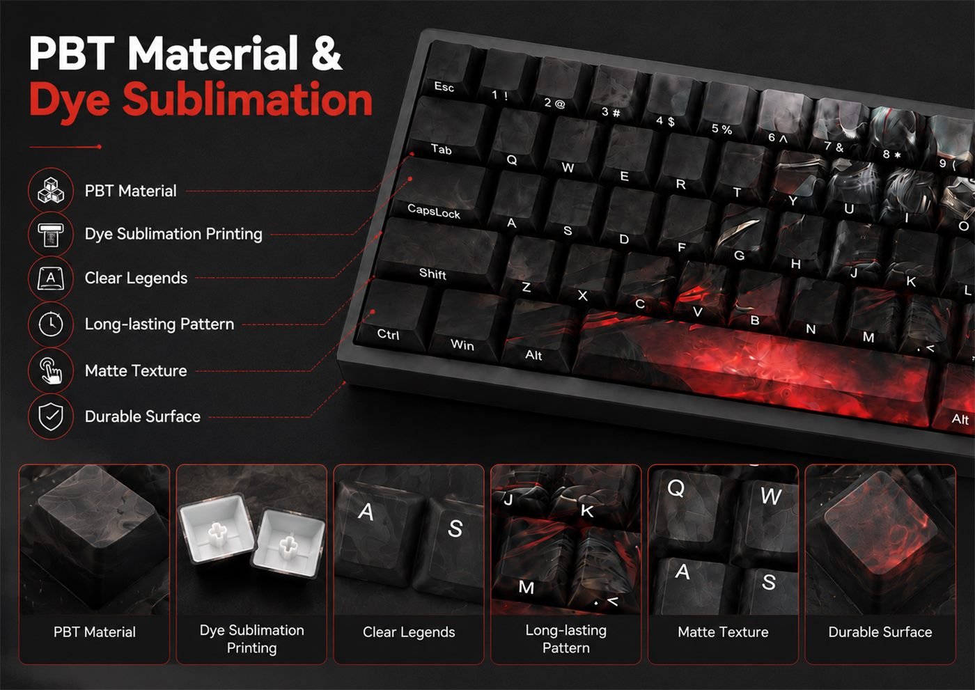 BLOOD MOON AATROX Original Profile 68-Key Side-Printed PBT Keycap Set - Image 10