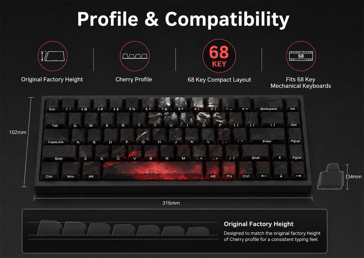BLOOD MOON AATROX Original Profile 68-Key Side-Printed PBT Keycap Set - Image 12
