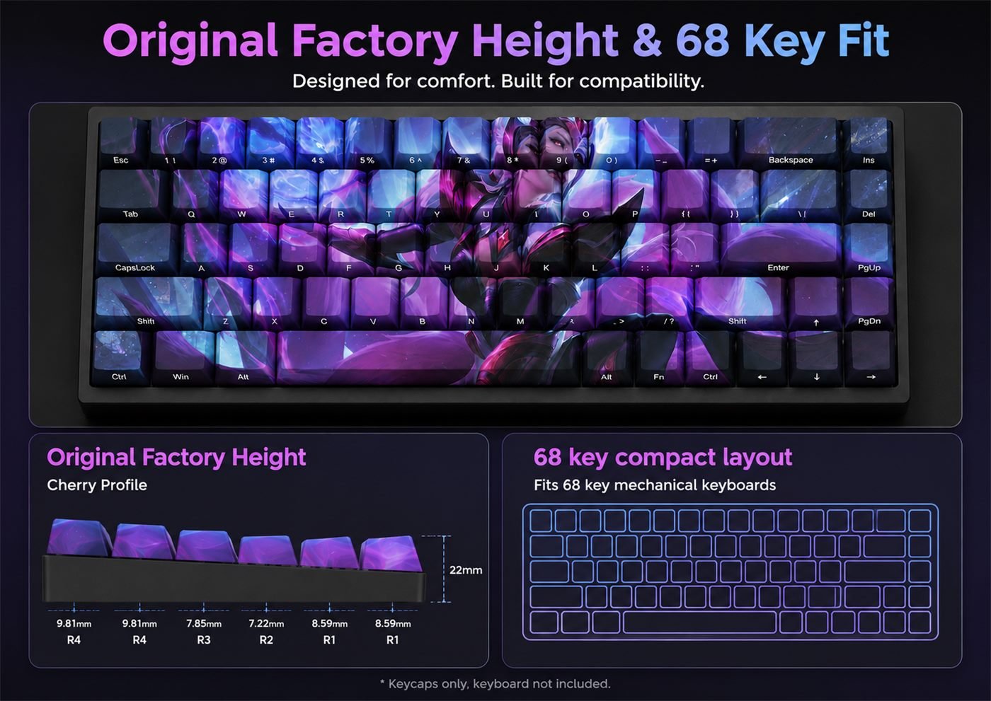 CHALLENGER AHRI Original Profile 68-Key Side-Printed PBT Keycap Set - Image 11