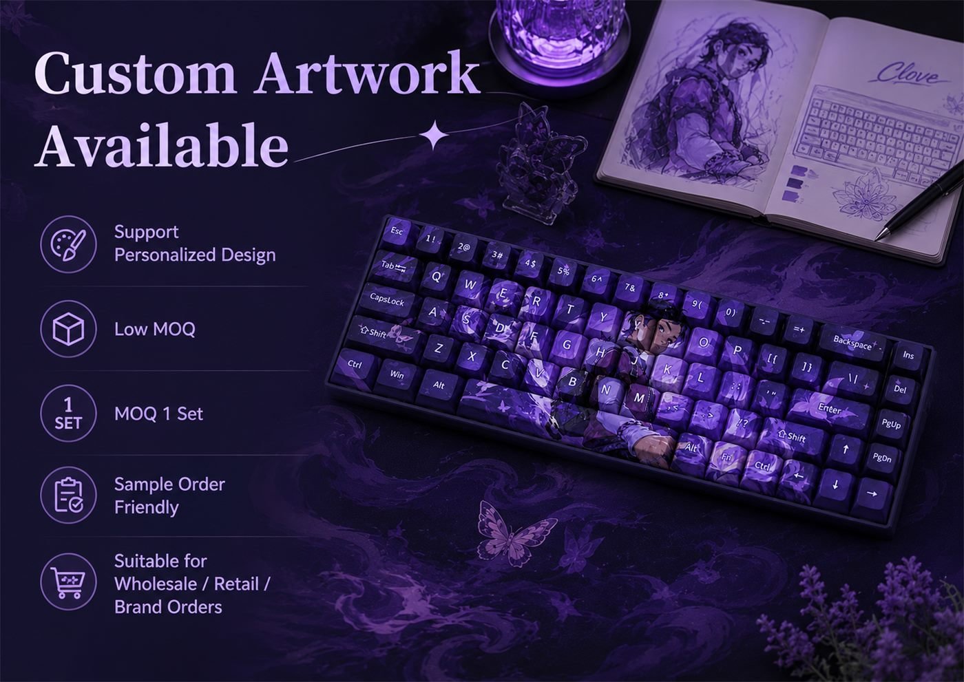 Clove Original Profile 68-Key Side-Printed PBT Keycap Set - Image 13
