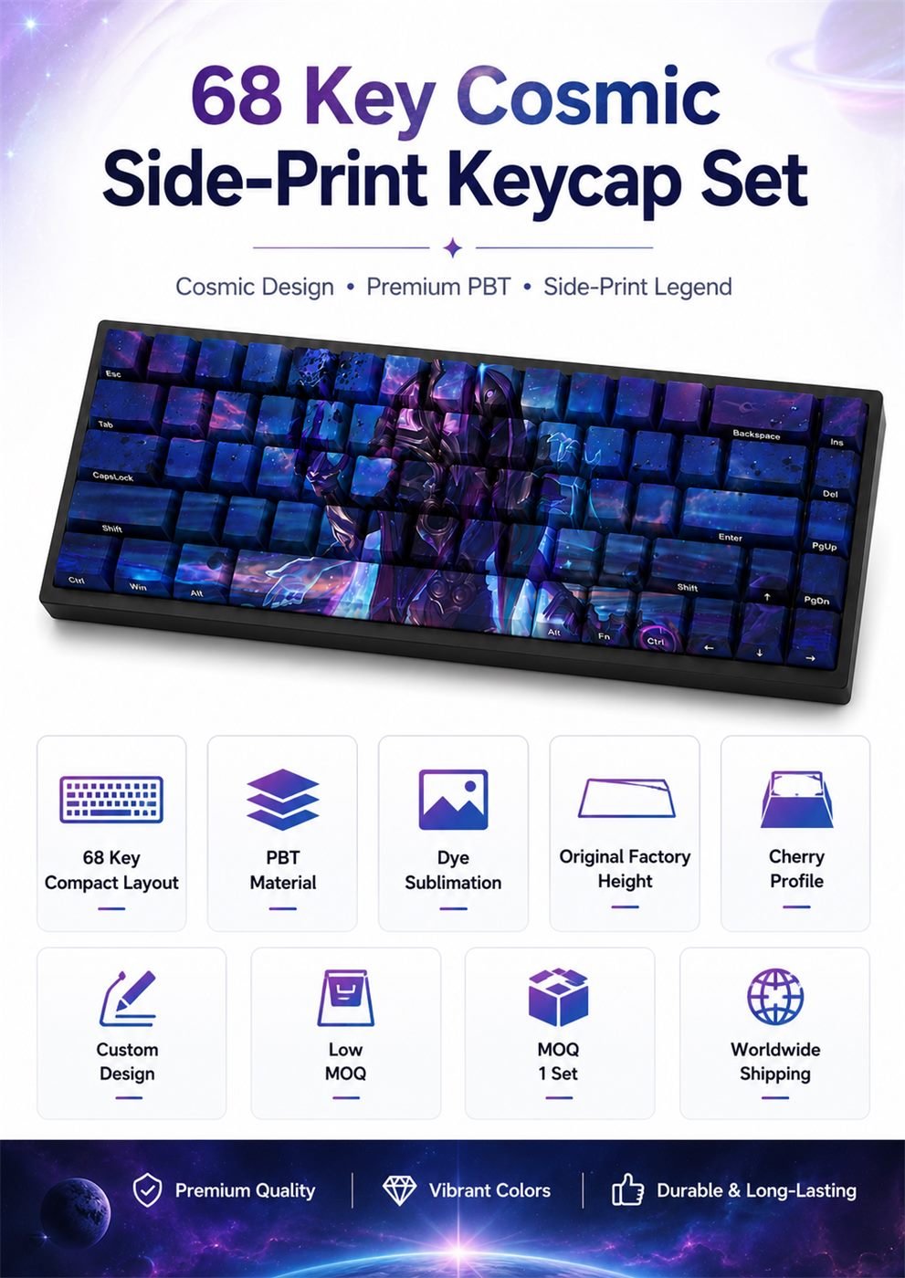 DARK COSMIC JHIN Original Profile 68-Key Side-Printed PBT Keycap Set - Image 9