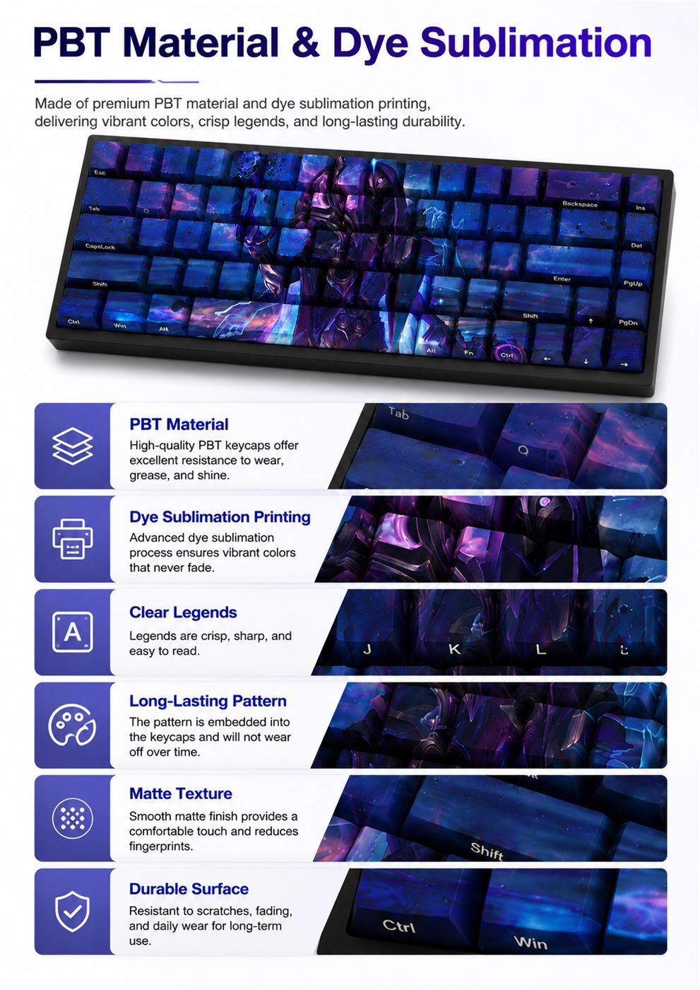 DARK COSMIC JHIN Original Profile 68-Key Side-Printed PBT Keycap Set - Image 10
