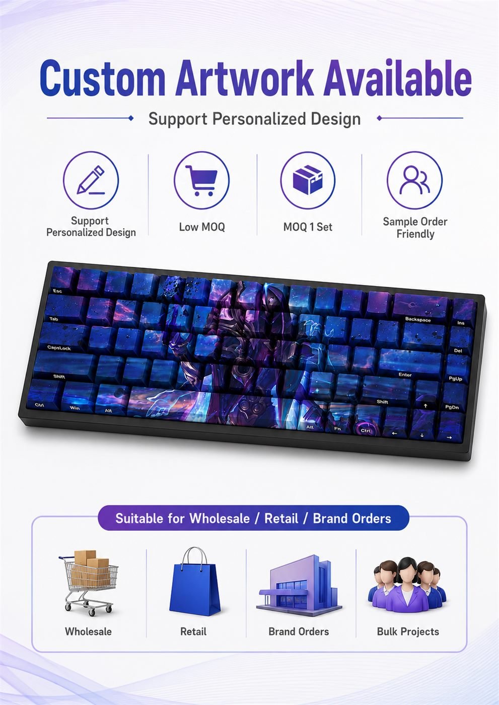 DARK COSMIC JHIN Original Profile 68-Key Side-Printed PBT Keycap Set - Image 13