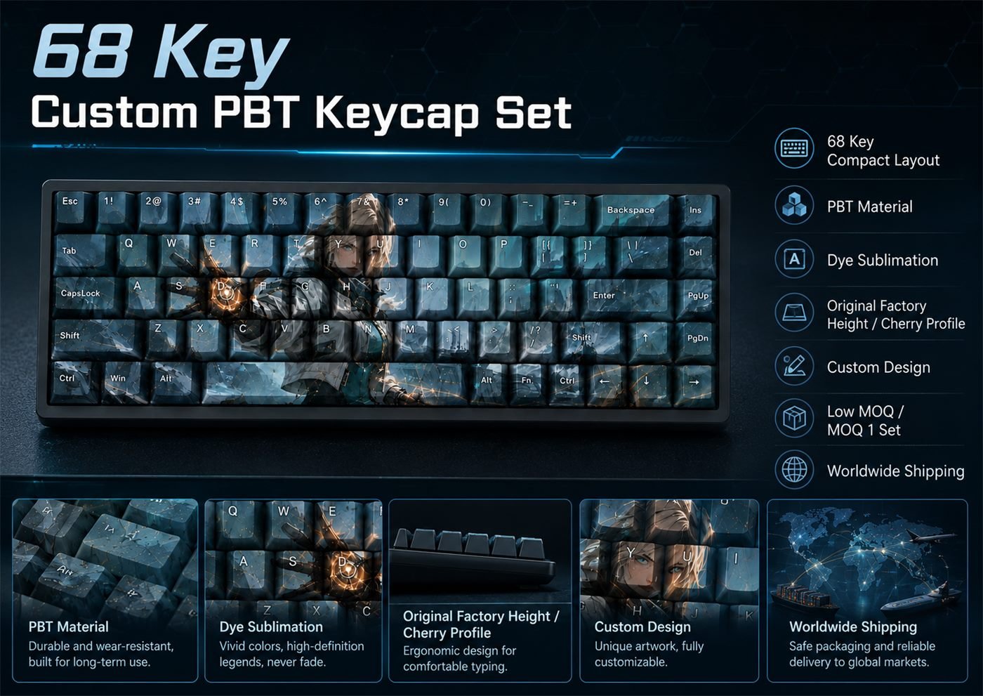 Deadlock Original Profile 68-Key Side-Printed PBT Keycap Set - Image 9