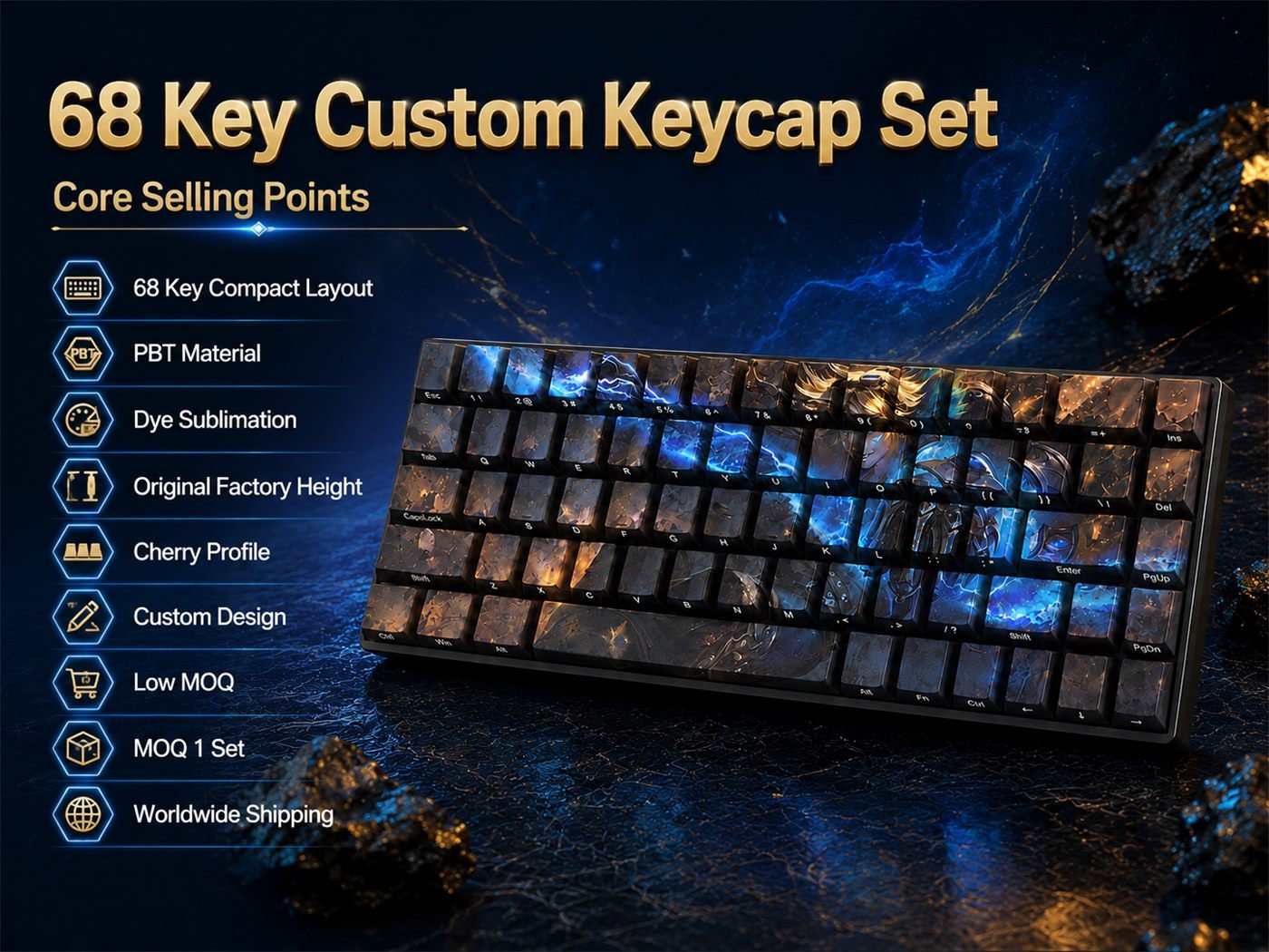 EZREAL Original Profile 68-Key Side-Printed PBT Keycap Set - Image 9