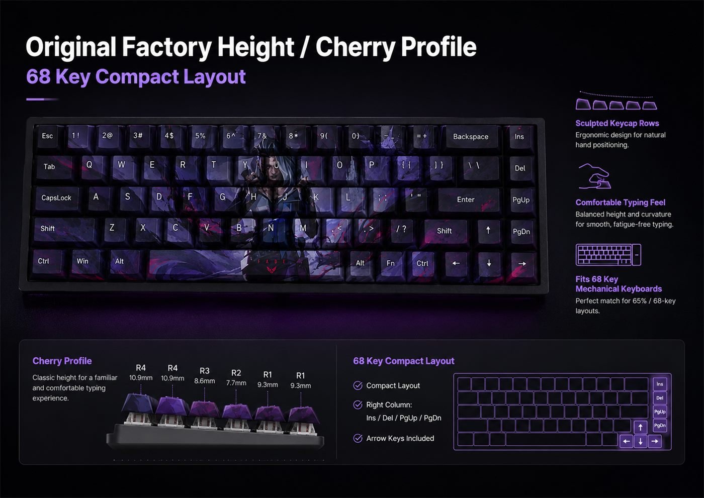 Fade Original Profile 68-Key Side-Printed PBT Keycap Set - Image 11