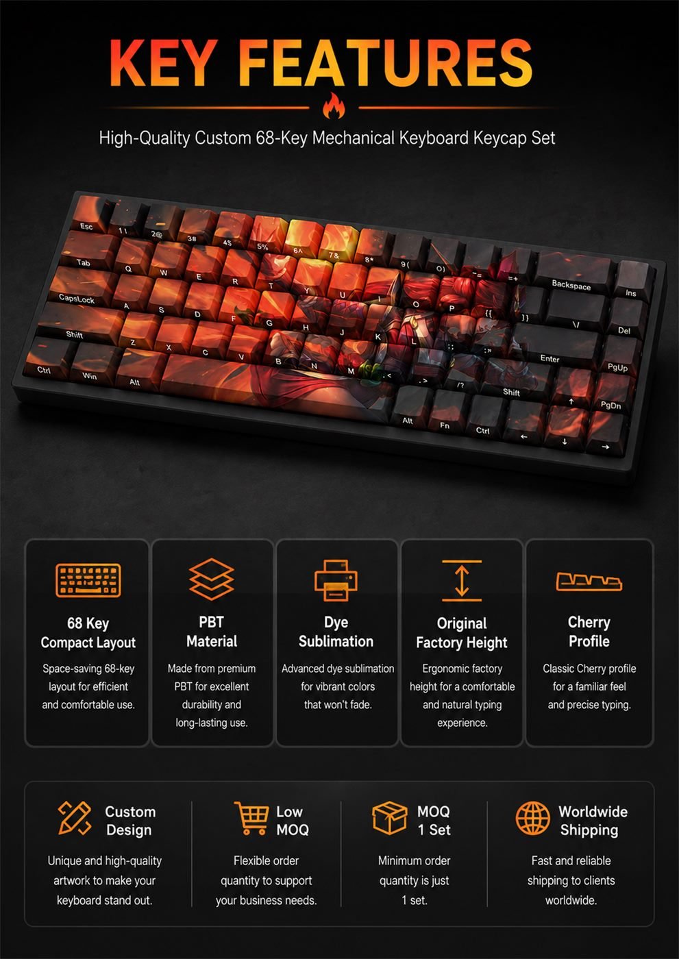 FOXFIRE AHRI Original Profile 68-Key Side-Printed PBT Keycap Set - Image 9
