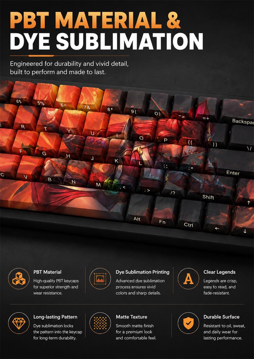FOXFIRE AHRI Original Profile 68-Key Side-Printed PBT Keycap Set - Image 10