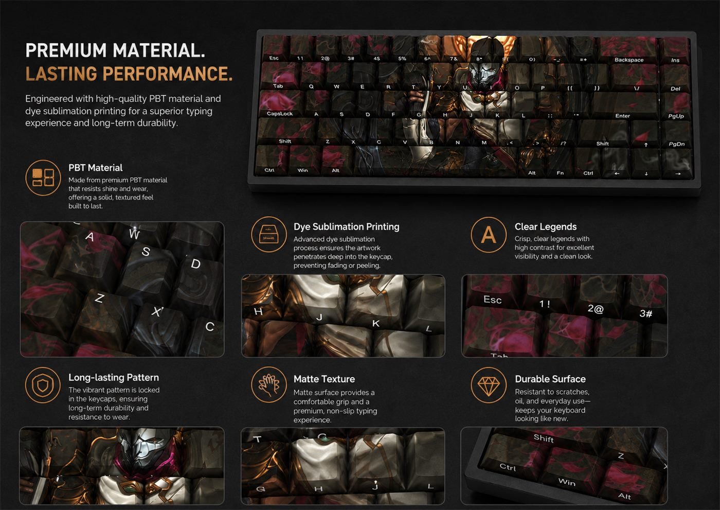 JHIN Original Profile 68-Key Side-Printed PBT Keycap Set - Image 10