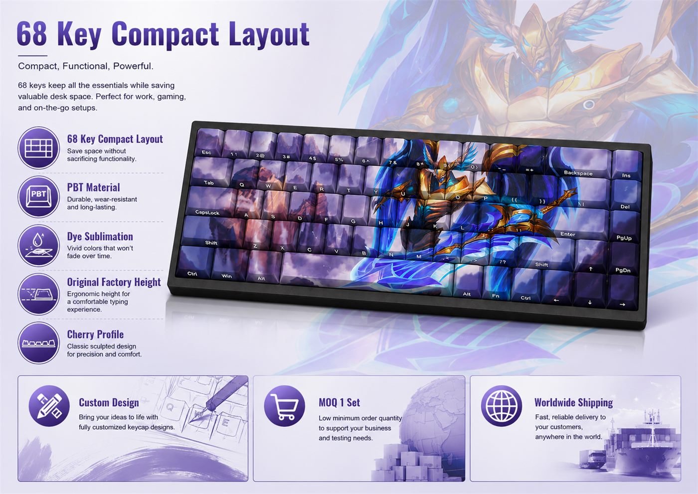 JUSTICAR AATROX Original Profile 68-Key Side-Printed PBT Keycap Set - Image 9