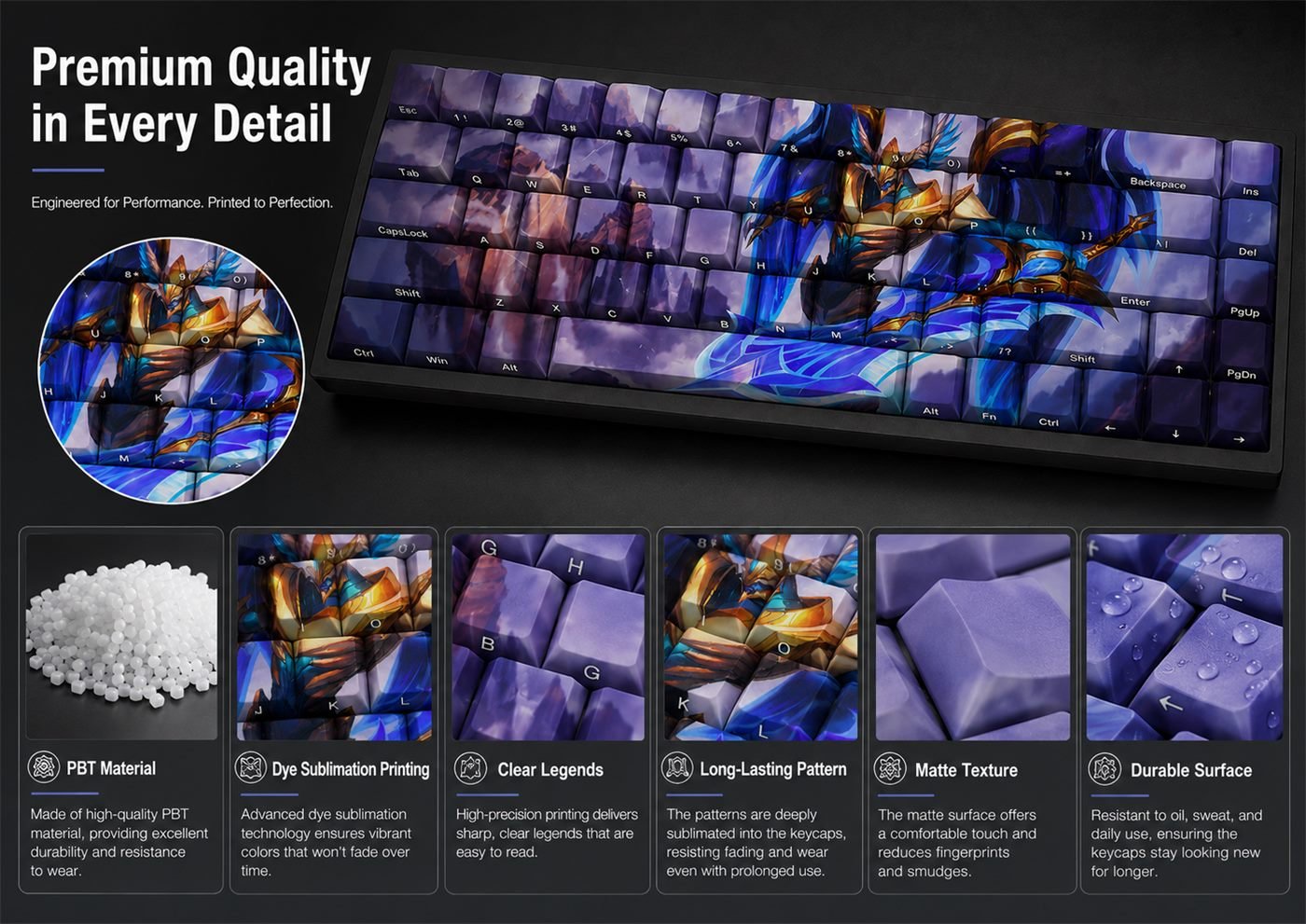 JUSTICAR AATROX Original Profile 68-Key Side-Printed PBT Keycap Set - Image 10