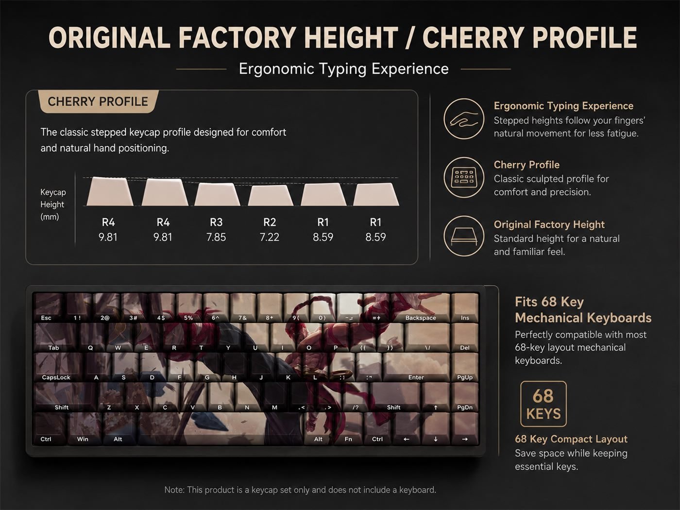 LEE SIN Original Profile 68-Key Side-Printed PBT Keycap Set - Image 11