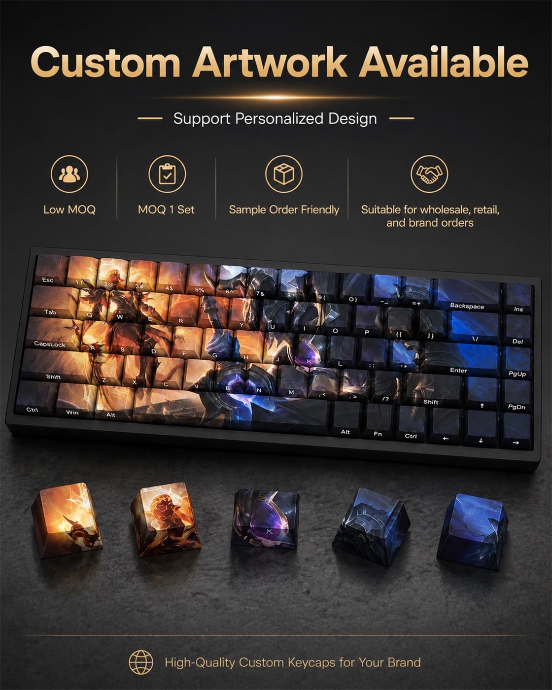 LUNAR ECLIPSE AATROX Original Profile 68-Key Side-Printed PBT Keycap Set - Image 12