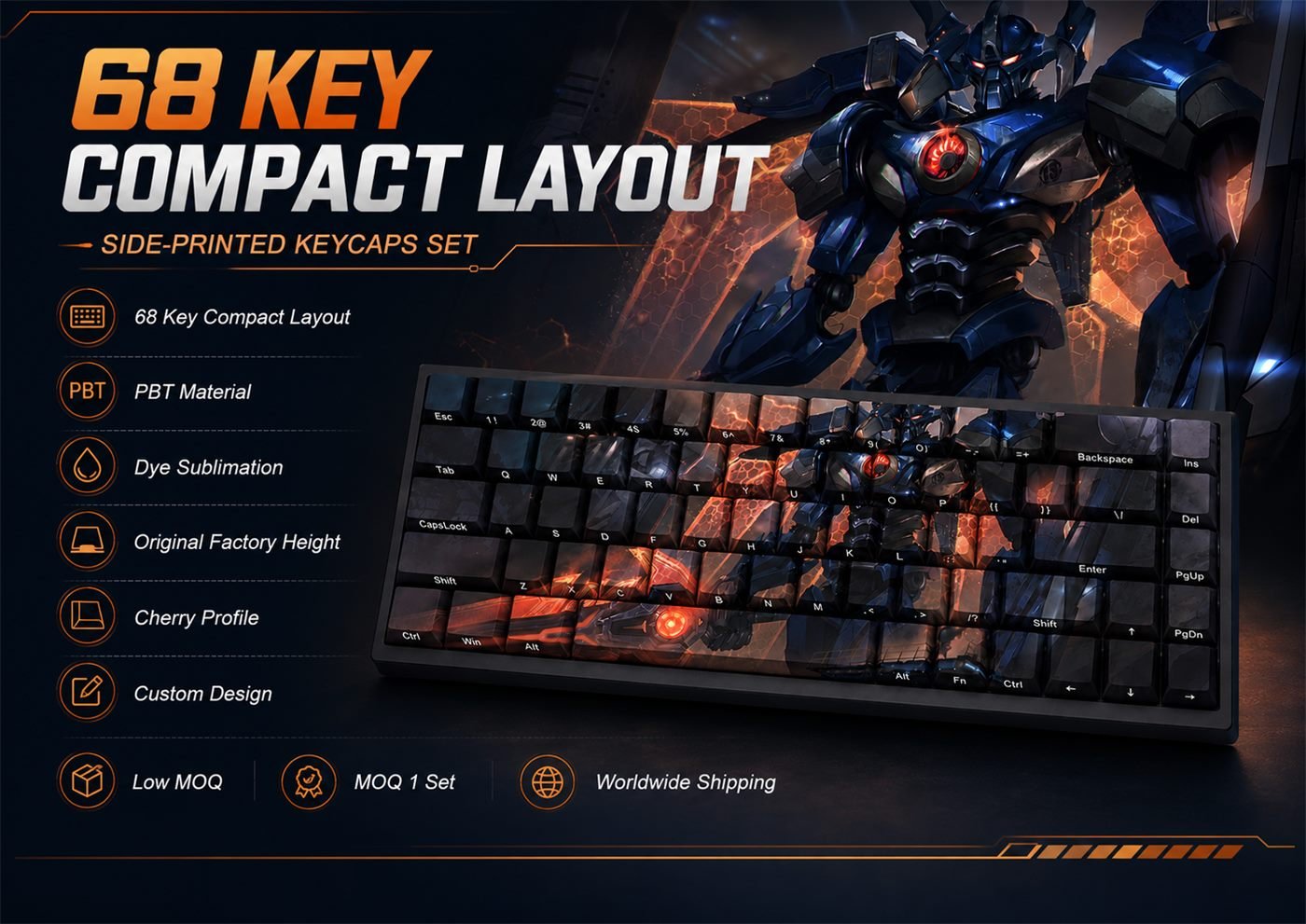 MECHA AATROX Original Profile 68-Key Side-Printed PBT Keycap Set - Image 9
