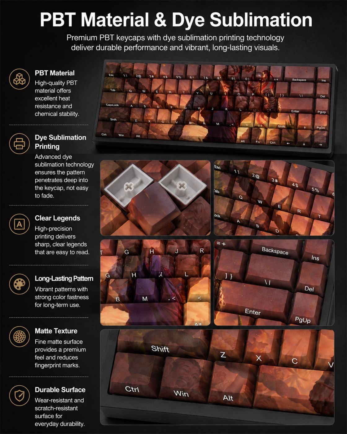 MUAY THAI LEE SIN Original Profile 68-Key Side-Printed PBT Keycap Set - Image 10