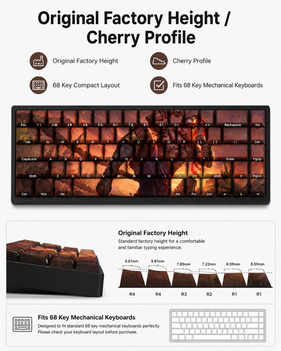 MUAY THAI LEE SIN Original Profile 68-Key Side-Printed PBT Keycap Set - Image 11