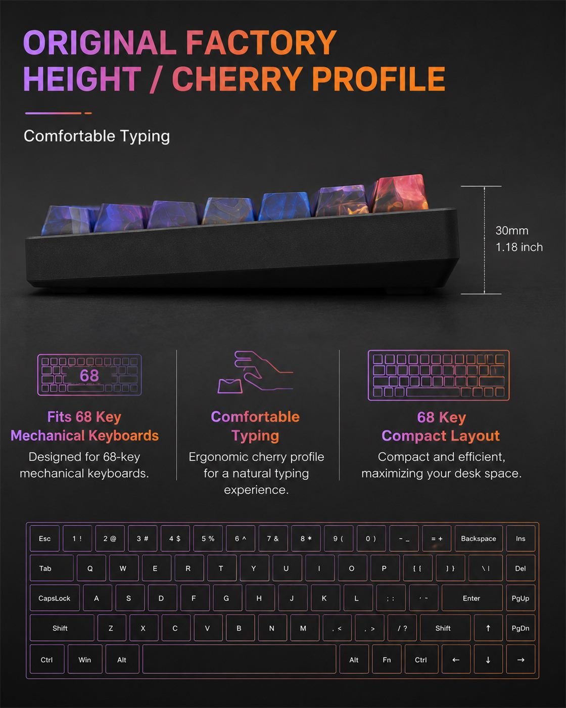 ODYSSEY AATROX Original Profile 68-Key Side-Printed PBT Keycap Set - Image 11