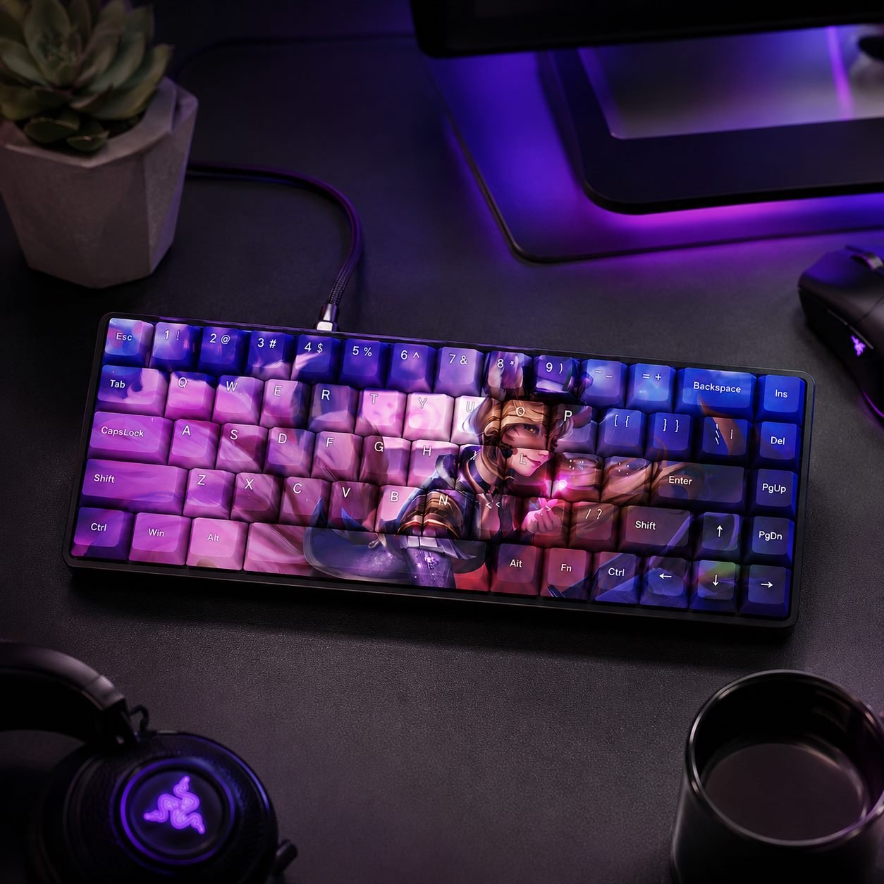 POPSTAR AHRI Original Profile 68-Key Side-Printed PBT Keycap Set - Image 9