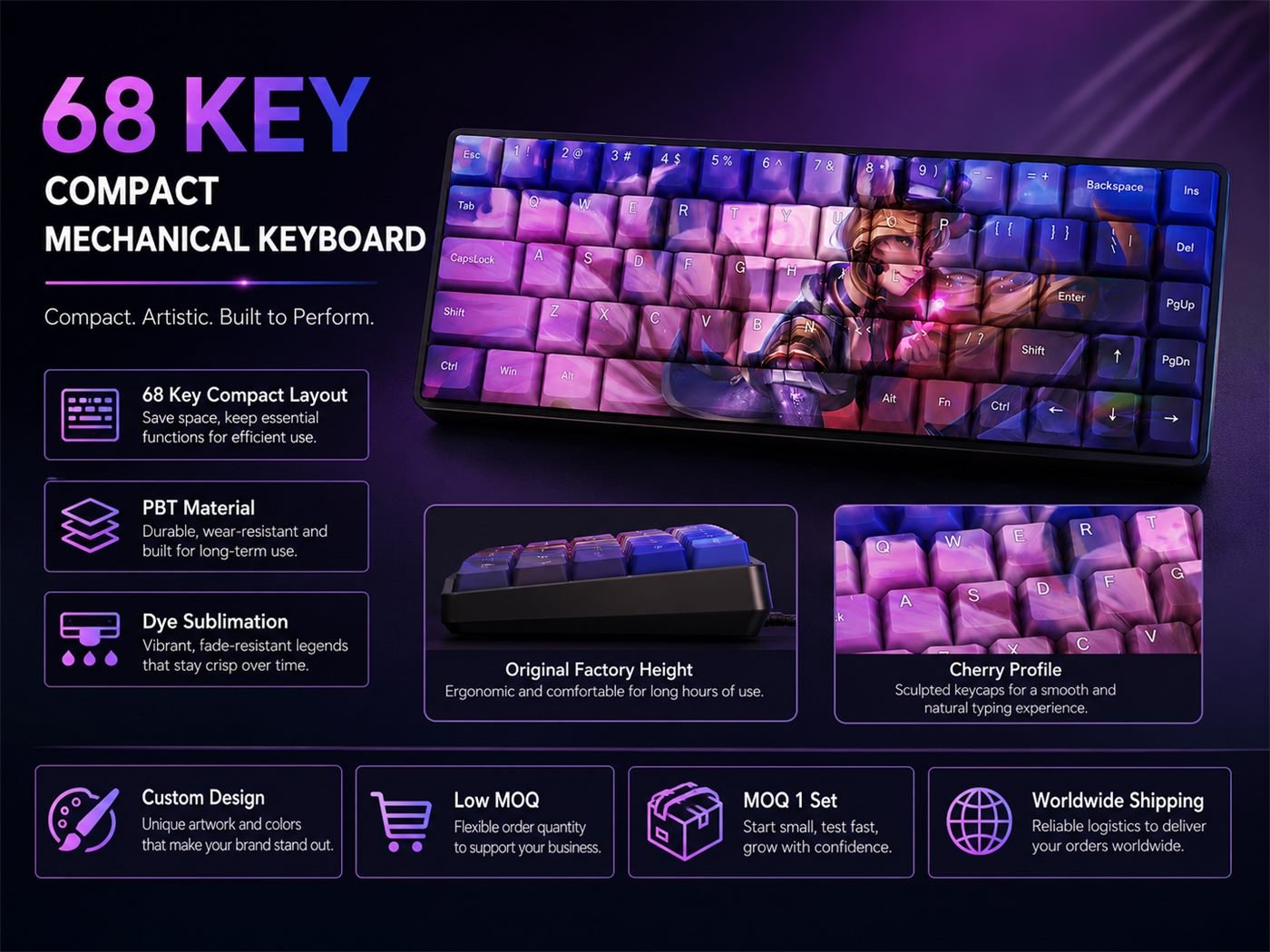 POPSTAR AHRI Original Profile 68-Key Side-Printed PBT Keycap Set - Image 10