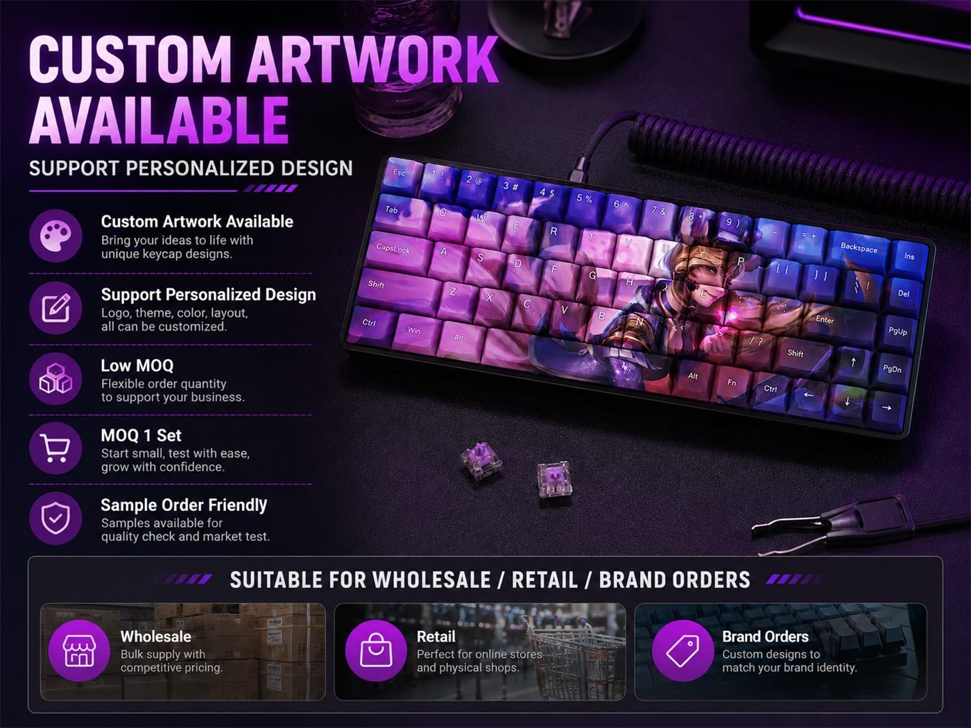POPSTAR AHRI Original Profile 68-Key Side-Printed PBT Keycap Set - Image 13