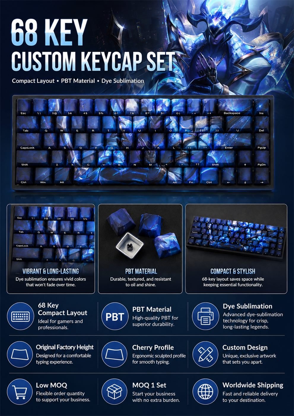 PRESTIGE DRX AATROX Original Profile 68-Key Side-Printed PBT Keycap Set - Image 9