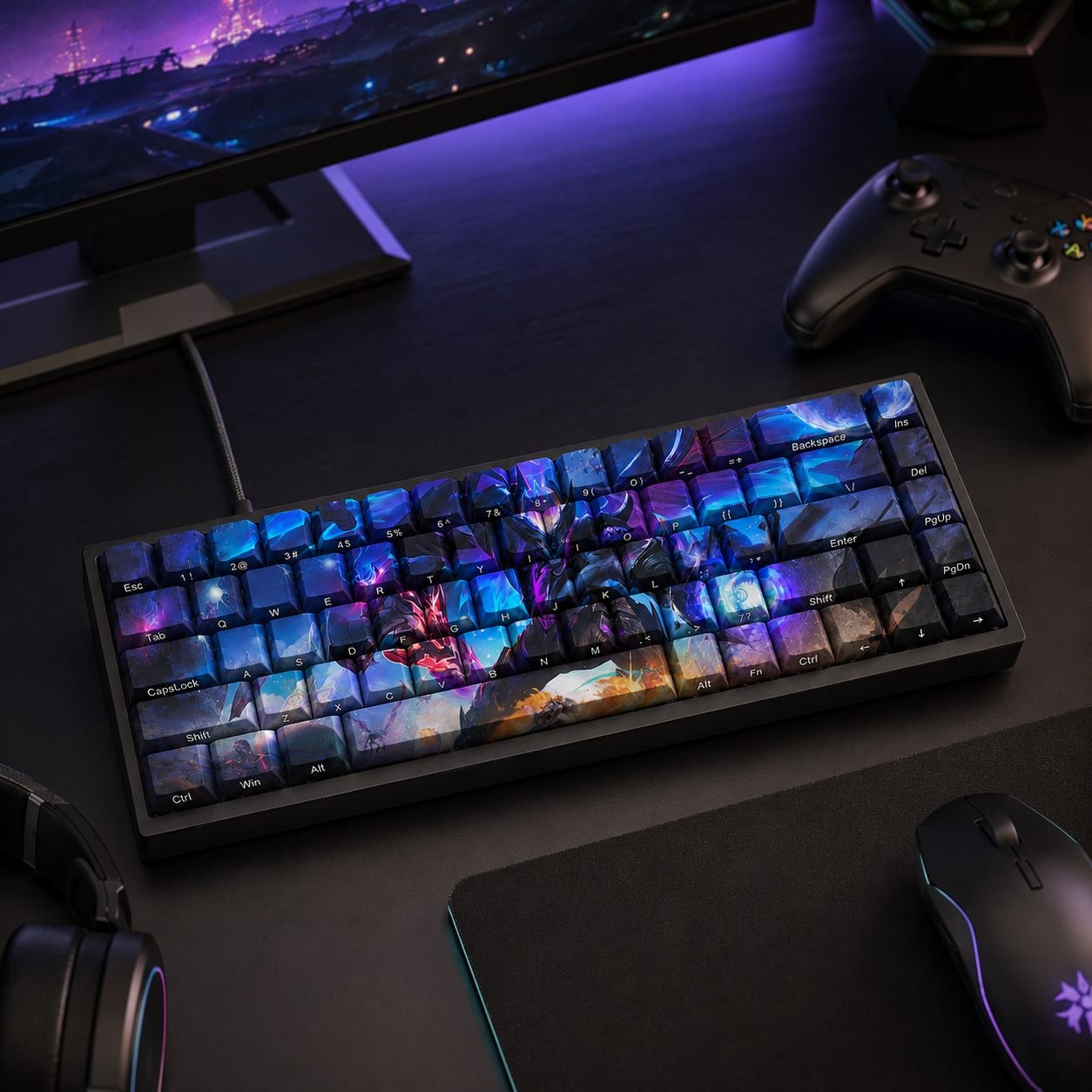 PRIMORDIAN AATROX Original Profile 68-Key Side-Printed PBT Keycap Set - Image 8