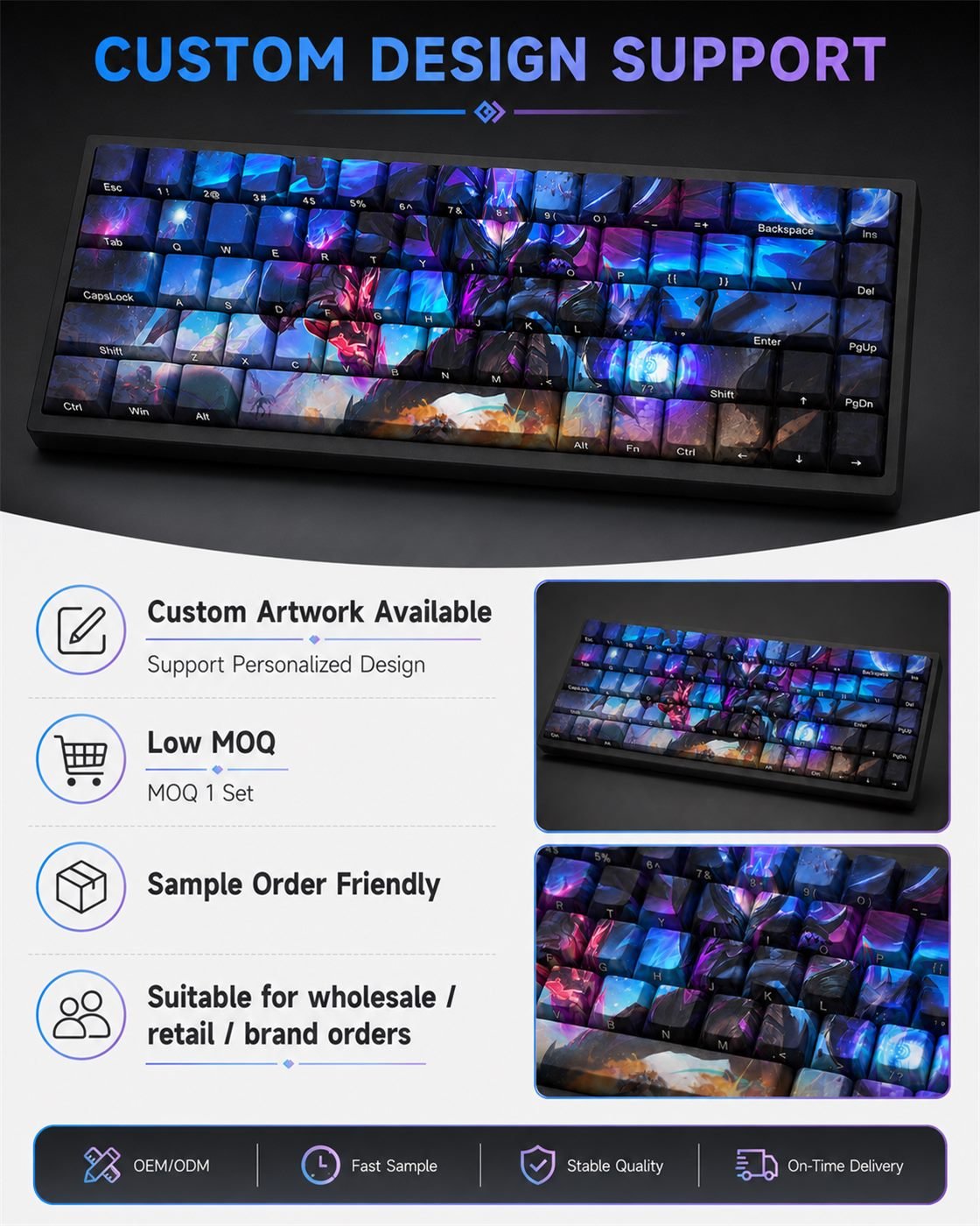 PRIMORDIAN AATROX Original Profile 68-Key Side-Printed PBT Keycap Set - Image 12
