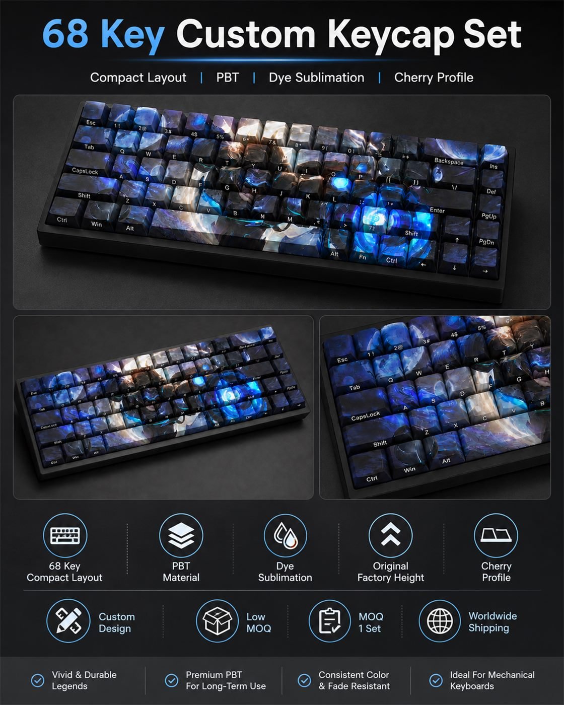 PULSEFIRE EZREAL Original Profile 68-Key Side-Printed PBT Keycap Set - Image 9