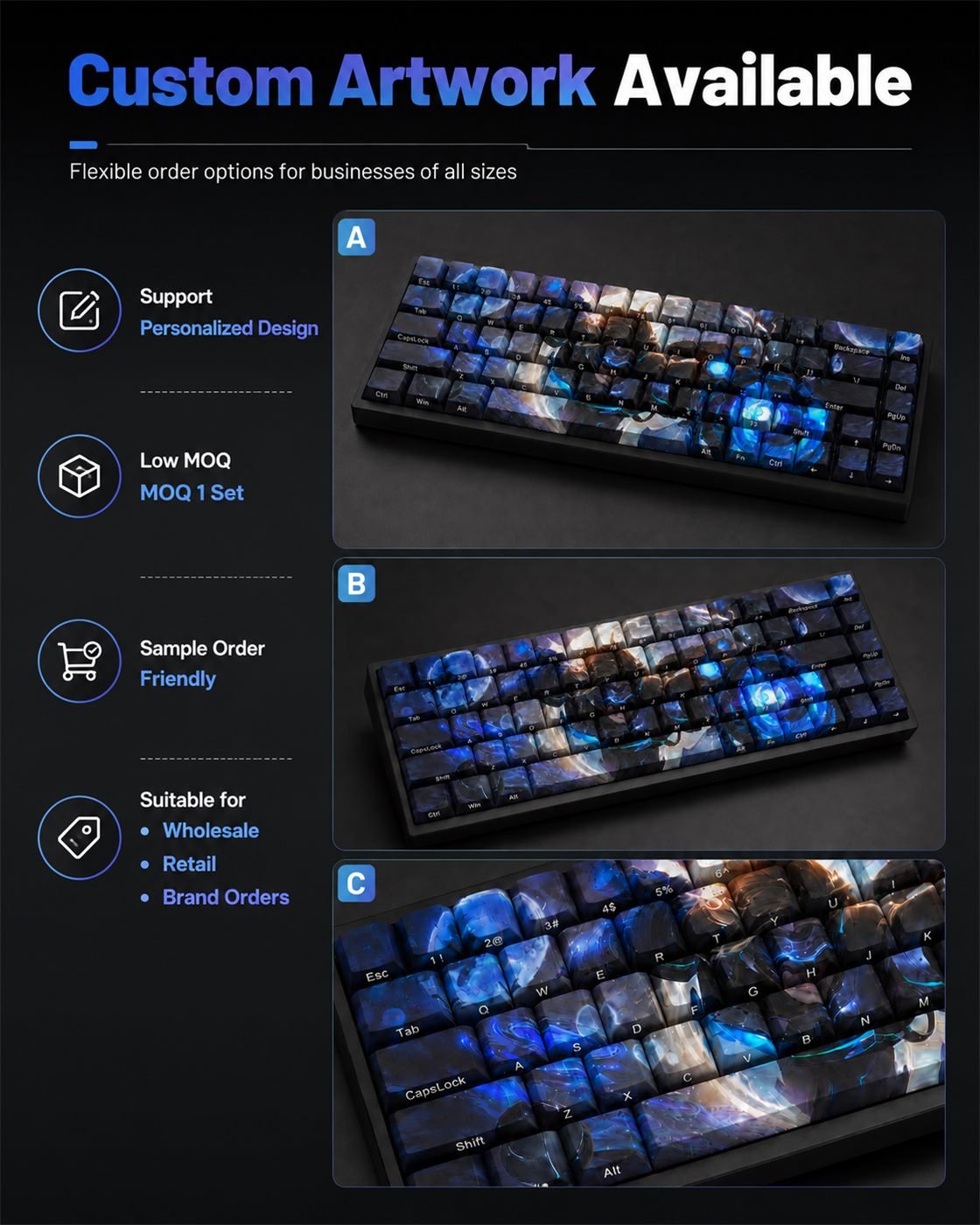 PULSEFIRE EZREAL Original Profile 68-Key Side-Printed PBT Keycap Set - Image 12