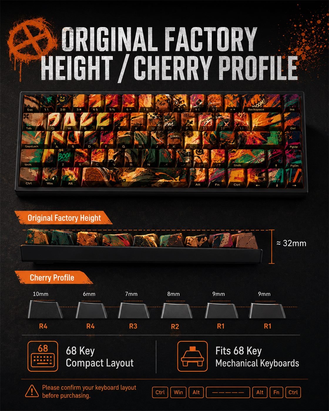 Raze Side-Printed Variant Original Profile 68-Key PBT Keycap Set - Image 11