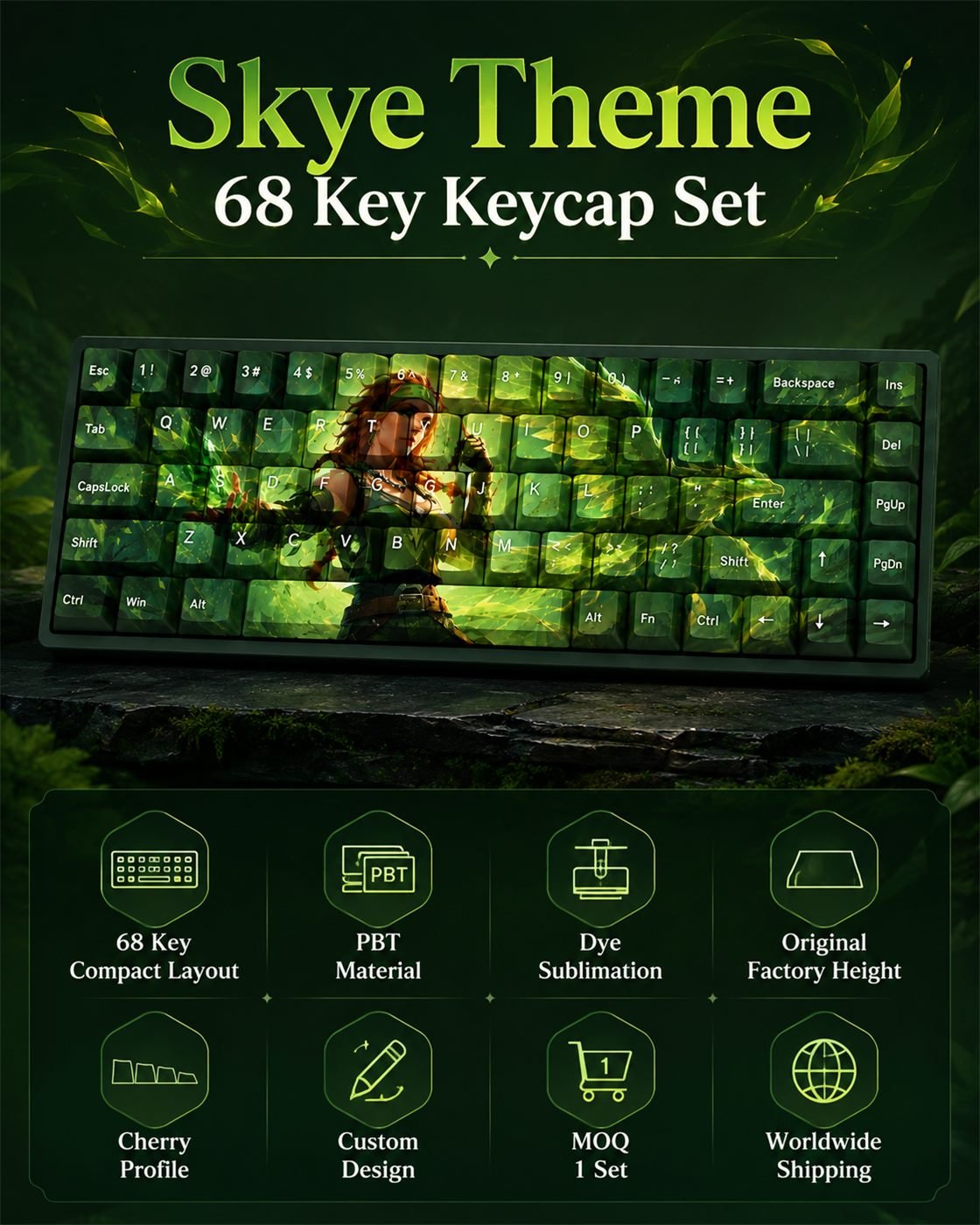 Skye Original Profile 68-Key Side-Printed PBT Keycap Set - Image 9