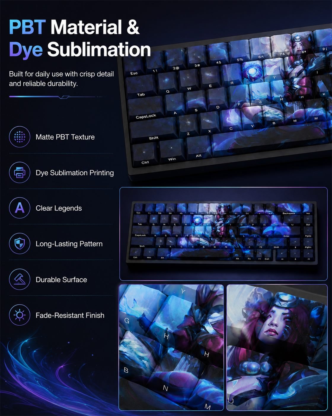 SNOW MOON AHRI Original Profile 68-Key Side-Printed PBT Keycap Set - Image 10