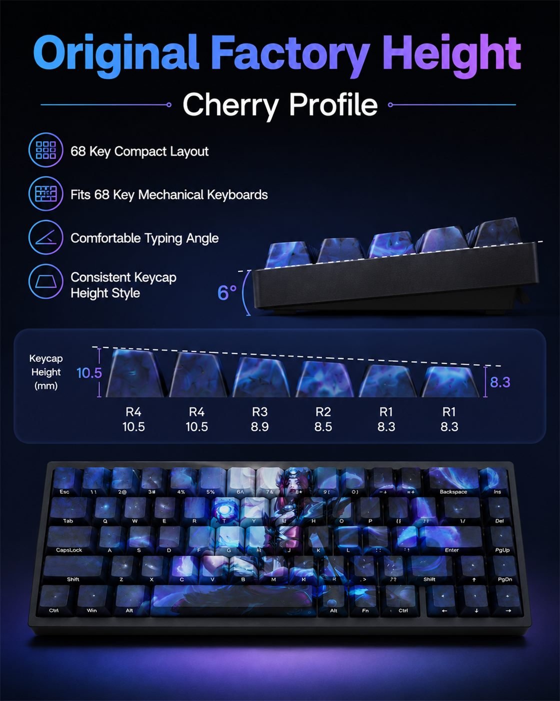 SNOW MOON AHRI Original Profile 68-Key Side-Printed PBT Keycap Set - Image 11