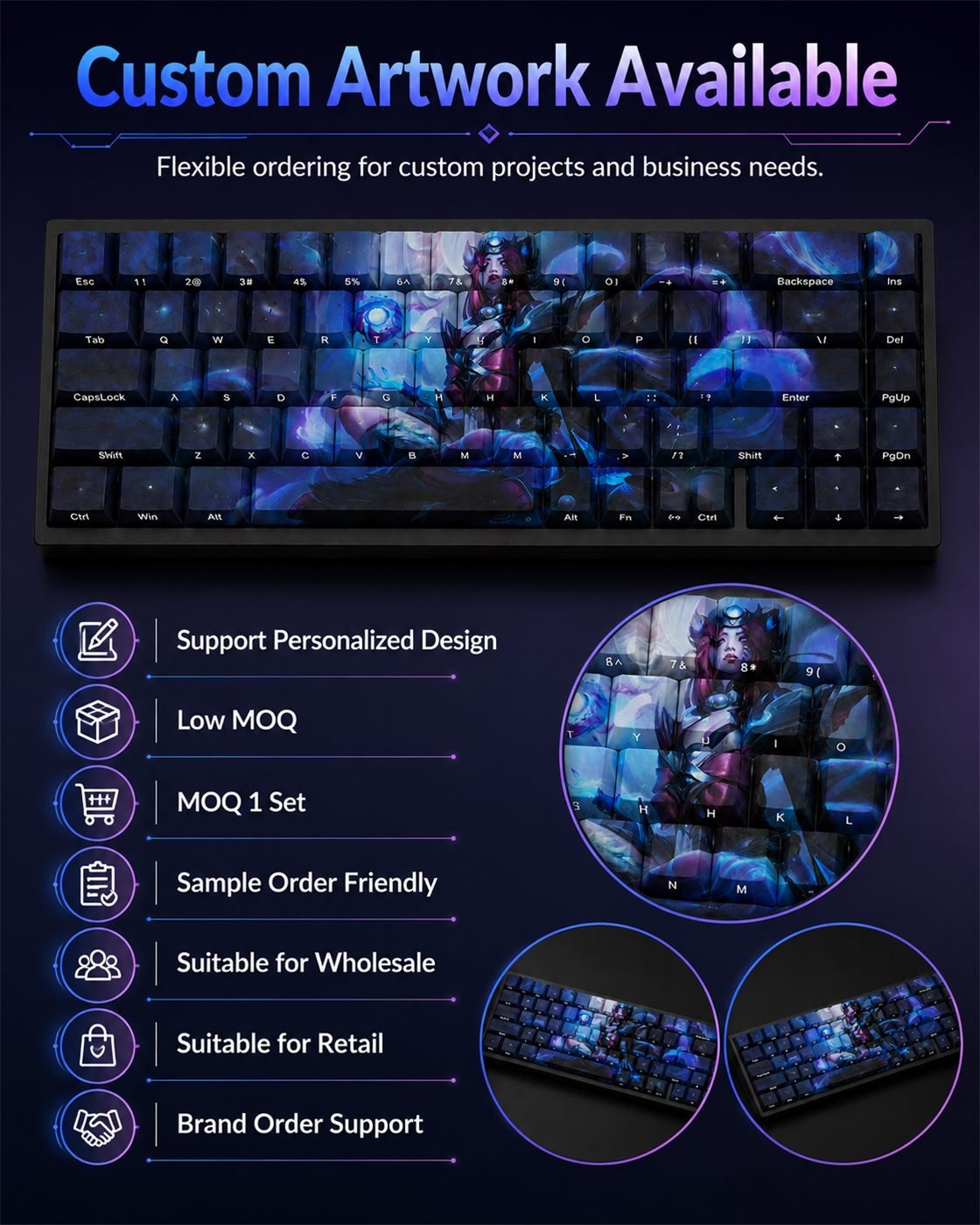 SNOW MOON AHRI Original Profile 68-Key Side-Printed PBT Keycap Set - Image 13