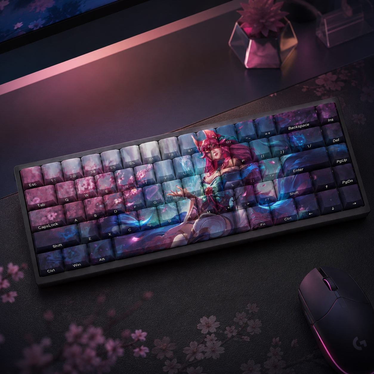 SPIRIT BLOSSOM AHRI Original Profile 68-Key Side-Printed PBT Keycap Set - Image 8