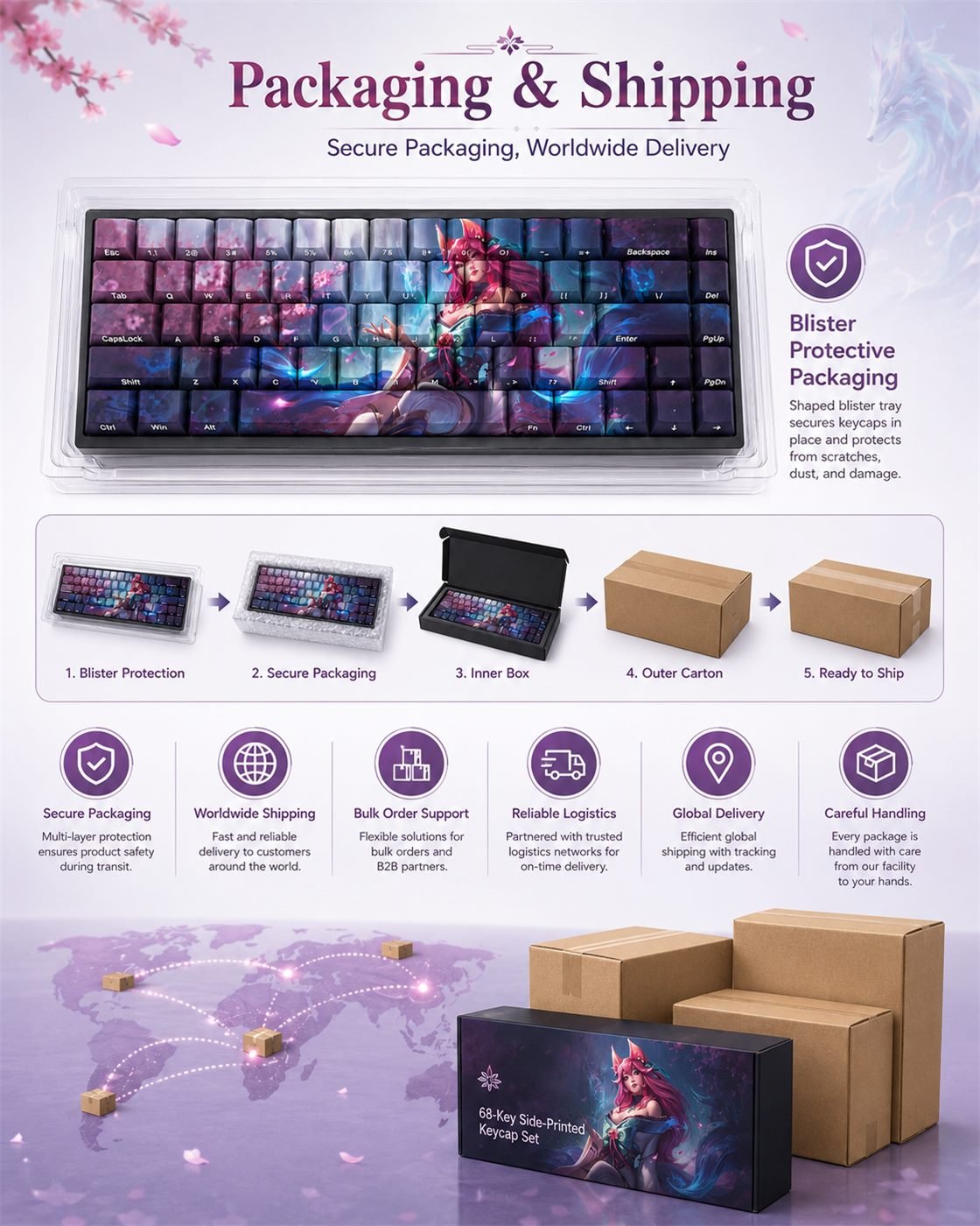 SPIRIT BLOSSOM AHRI Original Profile 68-Key Side-Printed PBT Keycap Set - Image 11