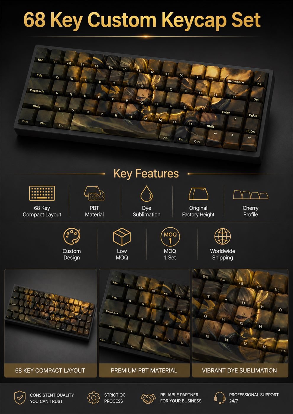 STINGER AKALI Original Profile 68-Key Side-Printed PBT Keycap Set - Image 9