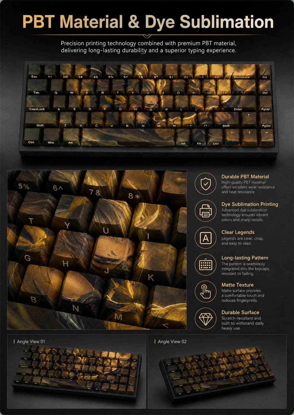 STINGER AKALI Original Profile 68-Key Side-Printed PBT Keycap Set - Image 10