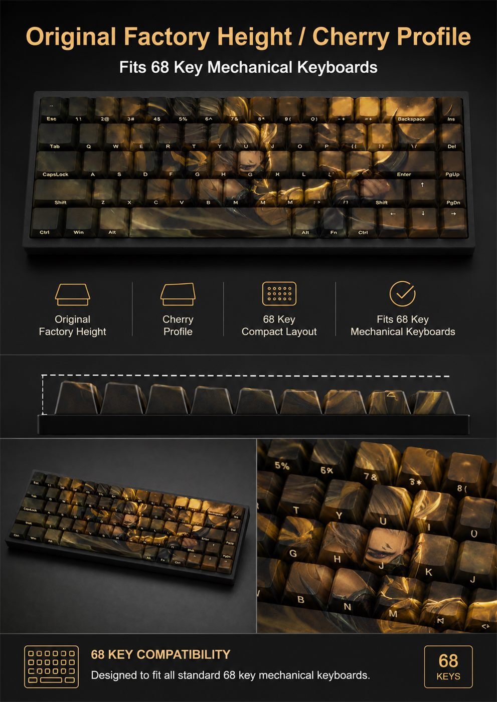 STINGER AKALI Original Profile 68-Key Side-Printed PBT Keycap Set - Image 11