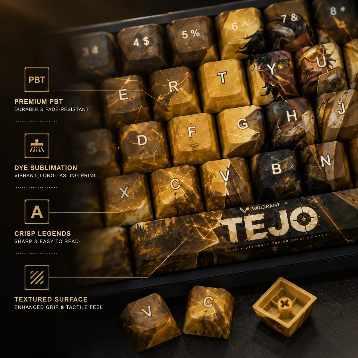 Tejo Original Profile 68-Key Side-Printed PBT Keycap Set - Image 7