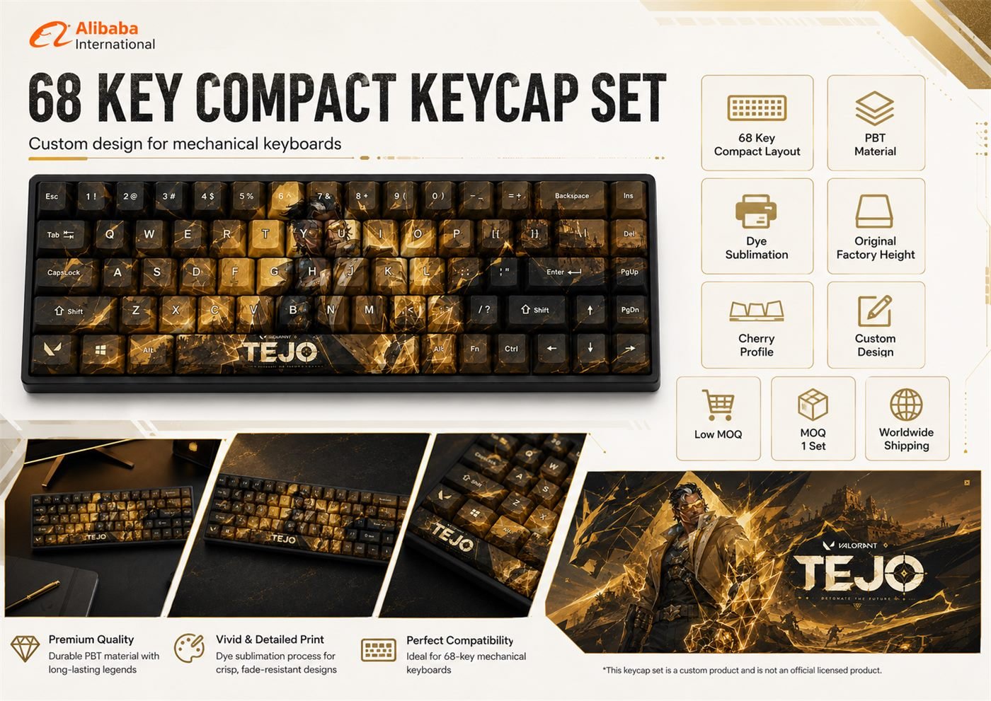 Tejo Original Profile 68-Key Side-Printed PBT Keycap Set - Image 9