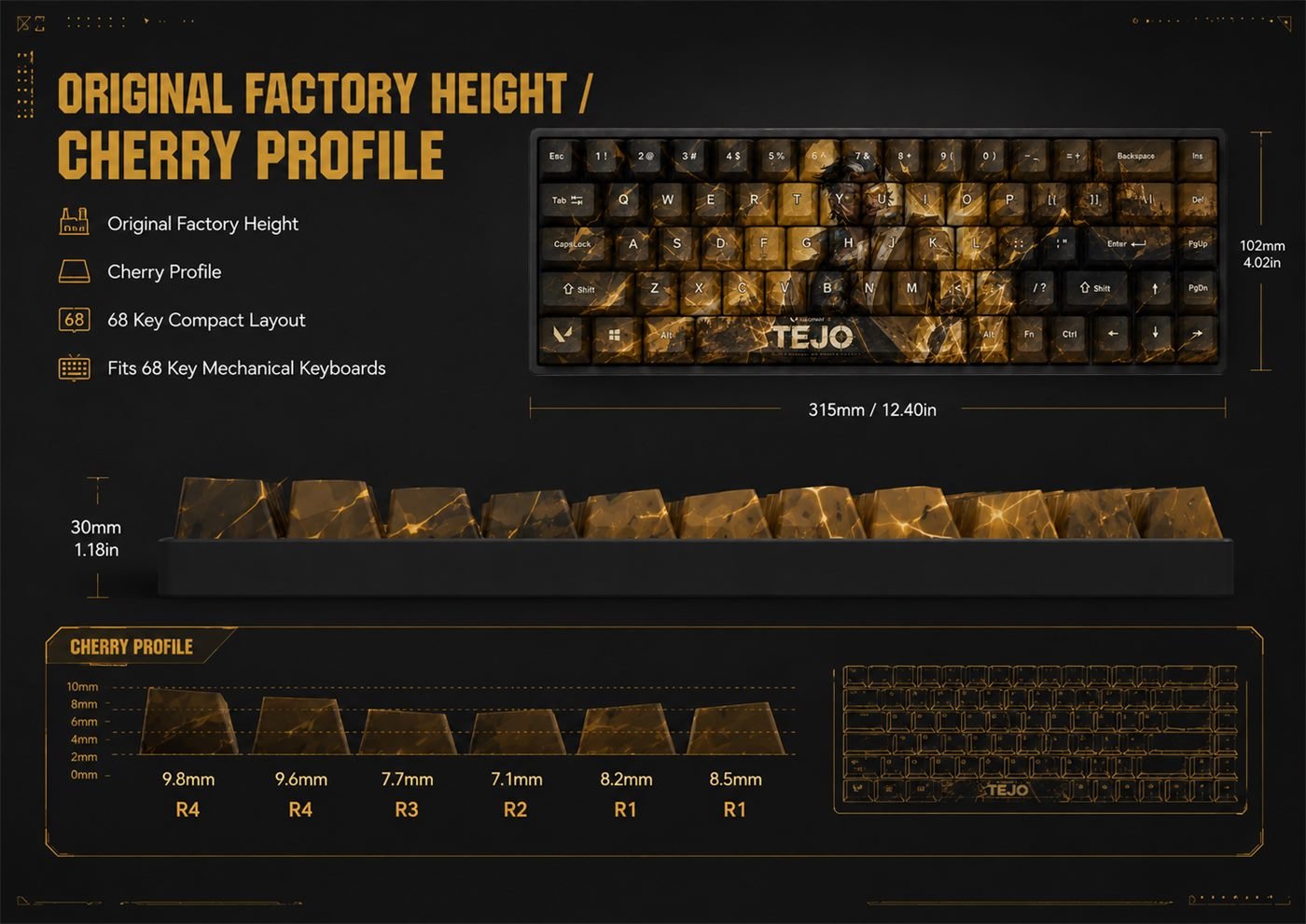 Tejo Original Profile 68-Key Side-Printed PBT Keycap Set - Image 11