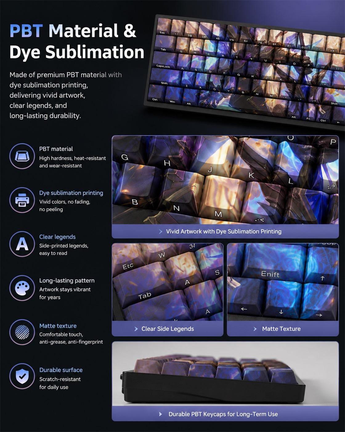 VICTORIOUS AATROX Original Profile 68-Key Side-Printed PBT Keycap Set - Image 10