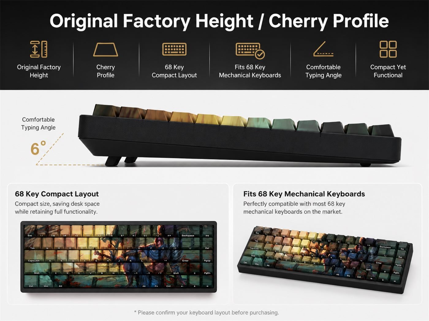YASUO Original Profile 68-Key Side-Printed PBT Keycap Set - Image 11