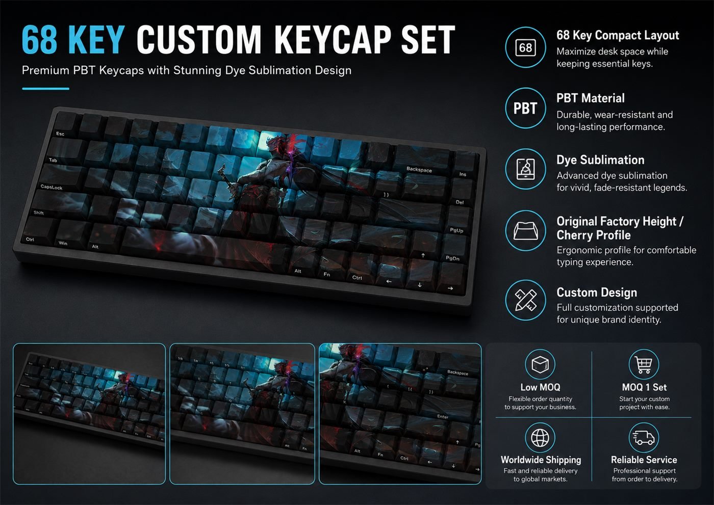 YONE Original Profile 68-Key Side-Printed PBT Keycap Set - Image 9