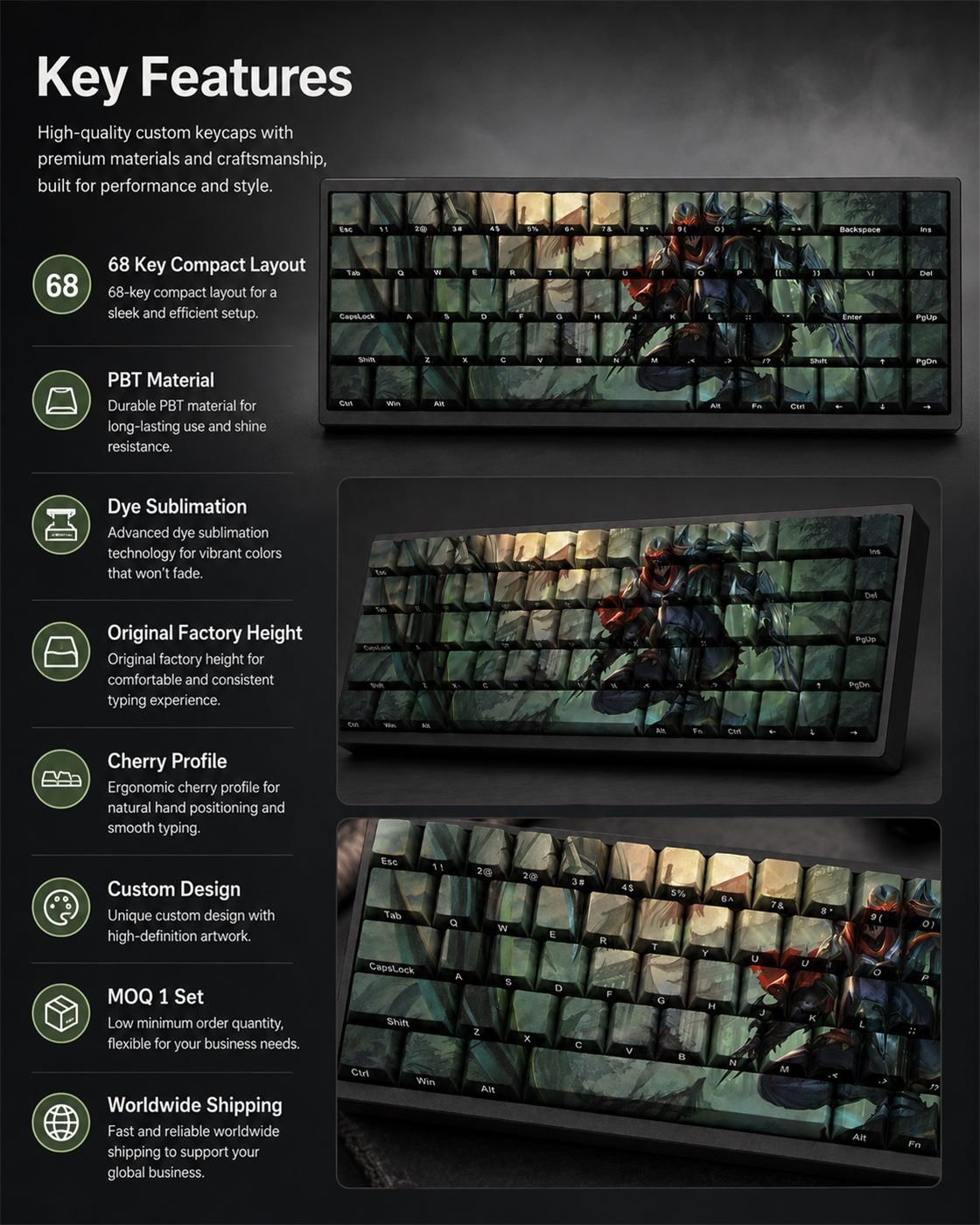 ZED Original Profile 68-Key Side-Printed PBT Keycap Set - Image 9