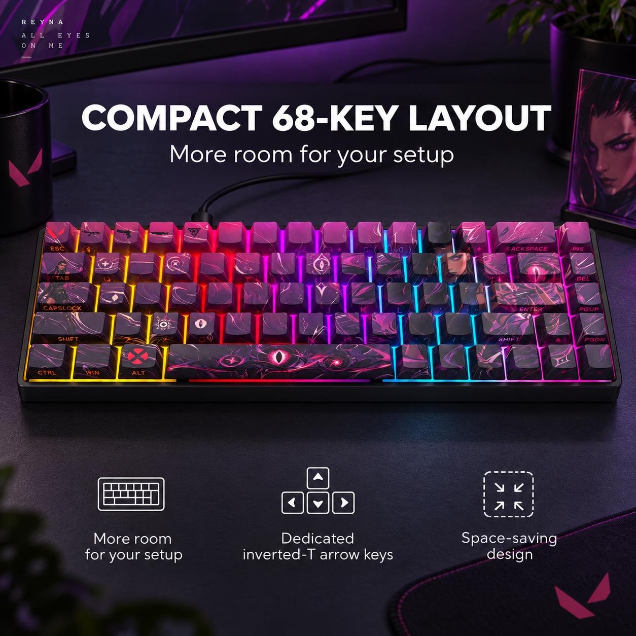 Valorant Reyna 68-key design, product view 3
