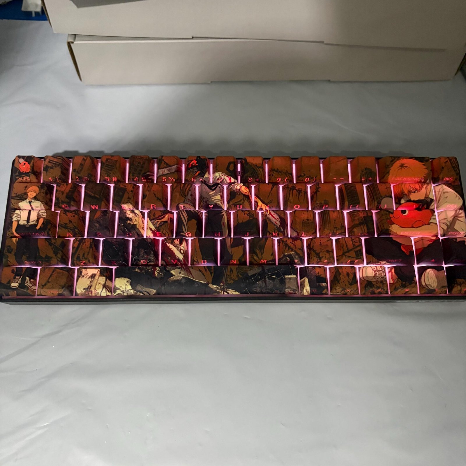Denji and Pochita red 68-key keyboard design